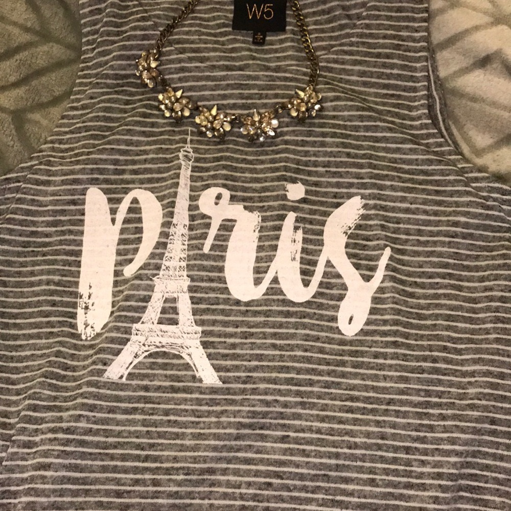 Paris high lo graphic tank top.